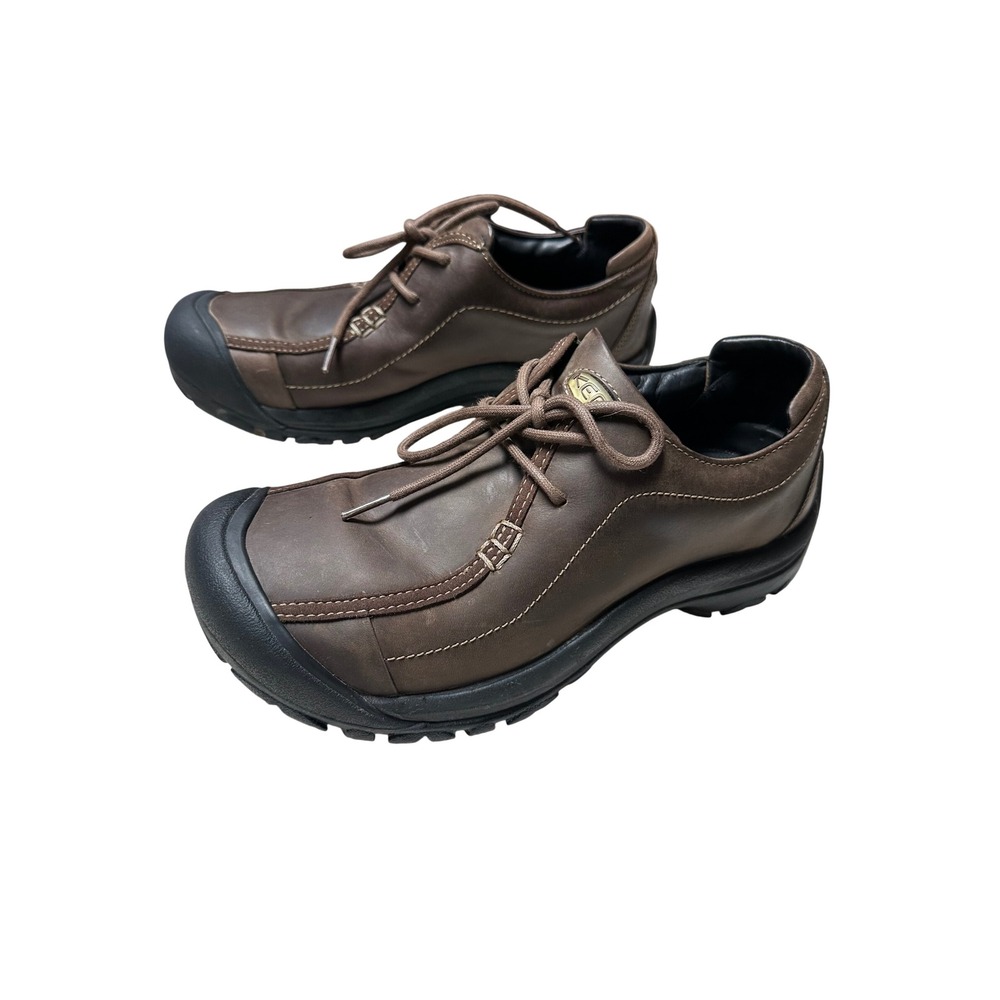 KEEN Presidio Mens Brown Leather Oxford Walking Hiking Shoes Size 10